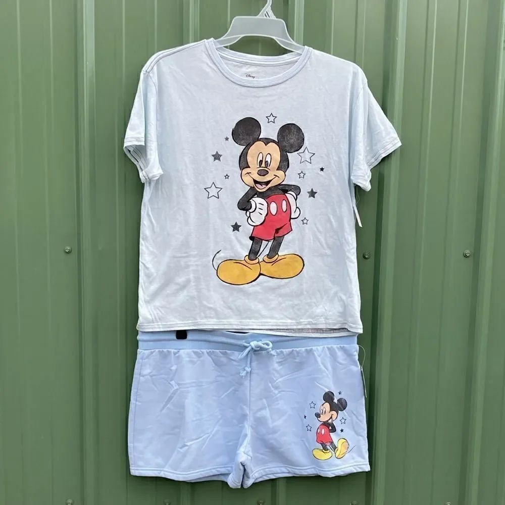 Women’s Junior’s Disney Mickey Mouse Shorts & Vintage Washed T-Shirt Size XXXL